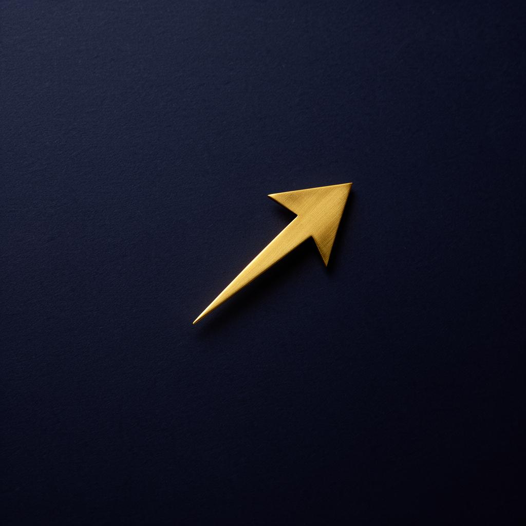 Brass arrow on navy